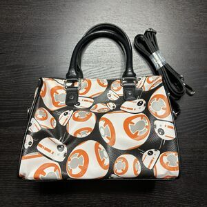 RARE Loungefly Disney Star Wars BB8 BB-8 AOP Satchel Bag HEART LOGO READ